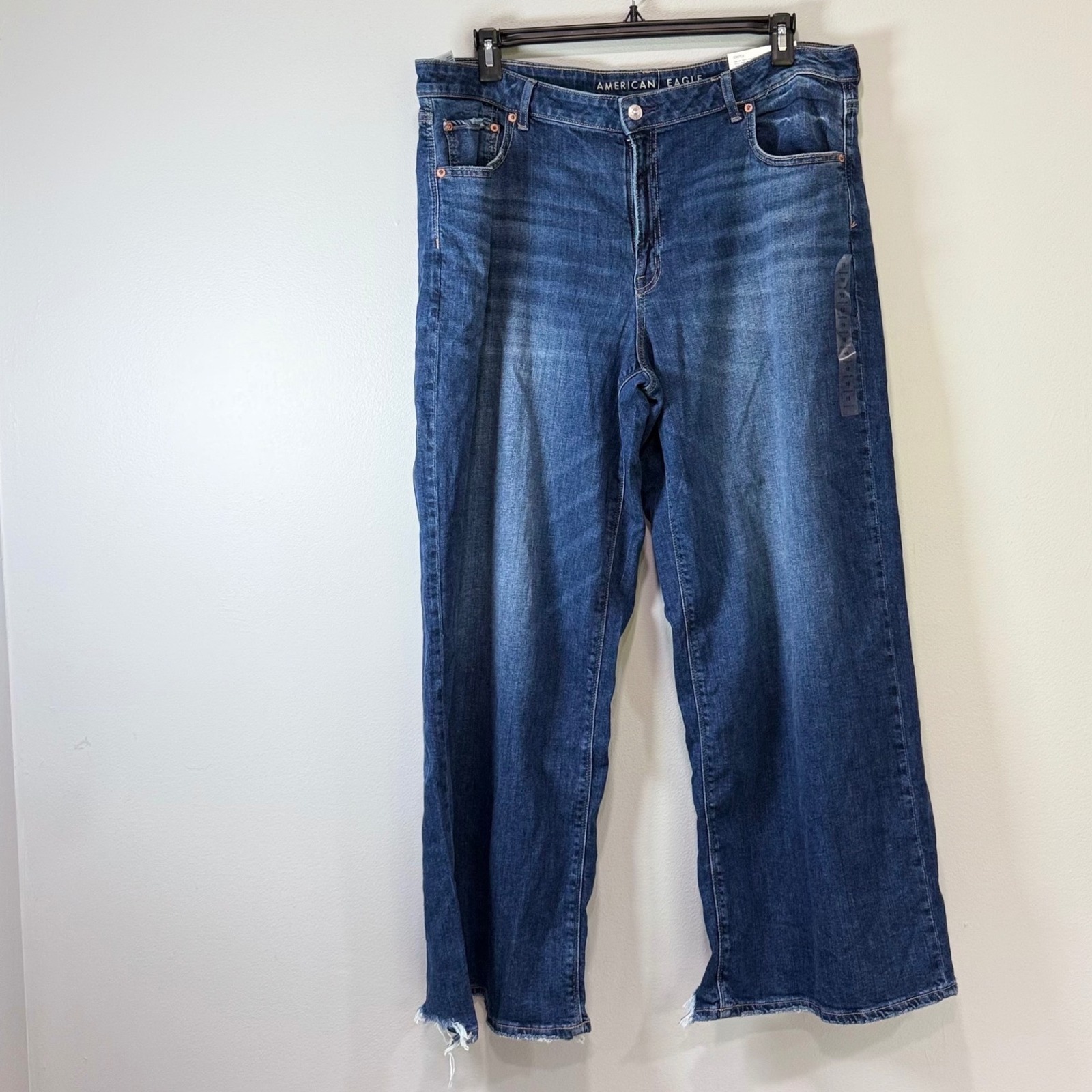 American Eagle Dreamy Drape Low-Rise Baggy Wide Leg Jeans Dark Wash Size 18 34w